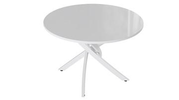 Круглый стол на кухню Diamond тип 2 (Белый муар/Белый глянец) в Сочи