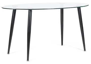 Стол со стеклянной столешницей KASSEL (mod. DT333) металл/закаленное стекло (10 мм), 150х90х75см, черный в Краснодаре