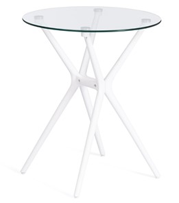 Стеклянный кухонный стол PARNAVAZ (mod. 29) пластик/стекло, 60х60х70,5 прозрачный/белый арт.19697 в Армавире