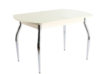 Стеклянный стол ПГ-05 СТ1, дуб молочный/песочное стекло/35 хром гнутые металл в Краснодаре