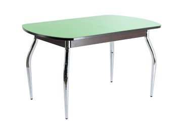 Обеденный стол ПГ-06 СТ2, венге ЛДСП/фисташка стекло/35 хром гнутые металл в Армавире
