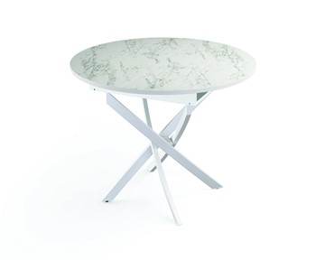 Обеденный стол 55.04 Адажио, мрамор белый/белый/металл белый в Армавире