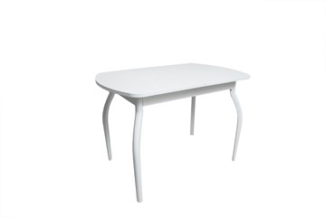 Кухонный раздвижной стол ПГ-01СТ белое/белое/крашенные фигурные в Армавире