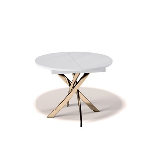 Круглый стол на кухню Kenner R1100 (Золото/Белое/Стекло белое глянец) в Сочи