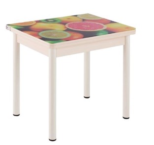 Кухонный пристенный стол СПА-01 СТФ, дуб молочный ЛДСП/стекло фрукты/36 прямые трубки крашеные белые в Краснодаре
