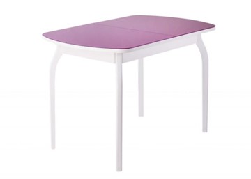 Стол раздвижной ПГ-мини, матовое фиолетовое стекло, ноги гнутые массив белый в Краснодаре