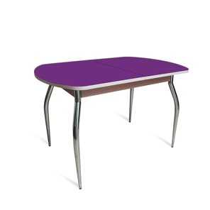 Раздвижной стол ПГ-07 СТ2, дуб молочный/фиолетовое стекло/35 хром гнутые металл в Краснодаре