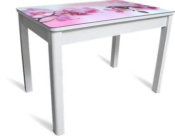 Кухонный стол раскладной Айсберг мини СТФ, белое лдсп/орхидея/40 прямые массив белые в Краснодаре