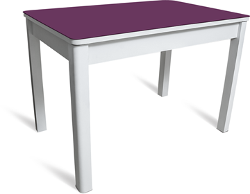Кухонный раздвижной стол Айсберг-02 СТ2, белое ЛДСП/фиолетовое стекло/40 массив белый в Новороссийске