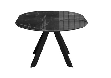 Раскладной стол раздвижной DikLine SFC110 d1100 стекло Оптивайт Черный мрамор/подстолье черное/опоры черные в Краснодаре