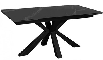 Керамический стол раздвижной DikLine SFE140 Керамика Черный мрамор/подстолье черное/опоры черные (2 уп.) в Краснодаре