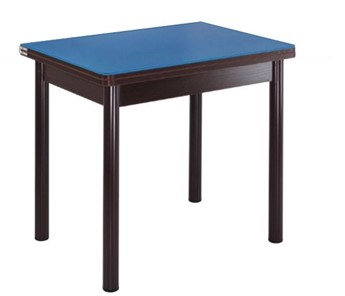 Кухонный пристенный стол СПА-01 СТ2, венге ЛДСП/стекло синие/38 прямые трубки крашеные коричневый в Армавире