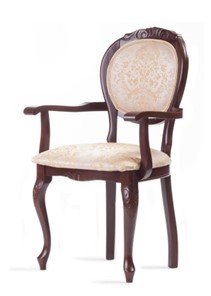 Обеденный стул Барокко с резьбой и подлокотниками (стандартная покраска) в Краснодаре