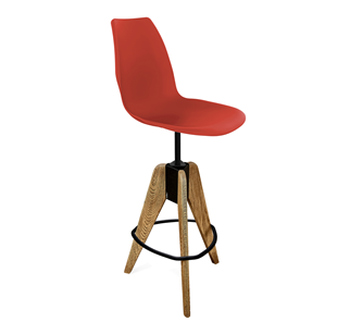 Барный стул SHT-ST29/S92 (красный ral 3020/брашированный коричневый/черный муар) в Новороссийске
