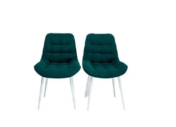 Комплект из 2-х обеденных стульев Комфорт изумрудный белые ножки в Сочи