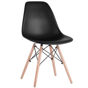 Обеденный стул BRABIX "Eames CF-010", пластик черный, опоры дерево/металл, 532631, 2033A в Новороссийске