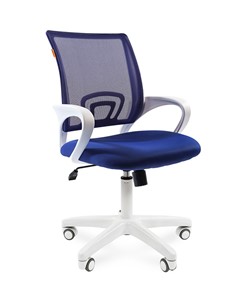 Кресло компьютерное CHAIRMAN 696 white, ткань, цвет синий в Новороссийске