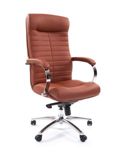Кресло компьютерное CHAIRMAN 480 Экокожа Terra 111 (коричневая) в Краснодаре