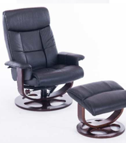 Кресло компьютерное ДамОфис J6011 для релаксации нат. кожа / дерево, черный в Краснодаре