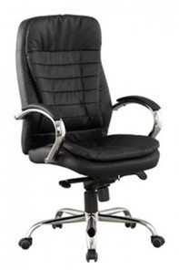 Кресло офисное J 9031-1 нат. кожа /хром, черный в Армавире
