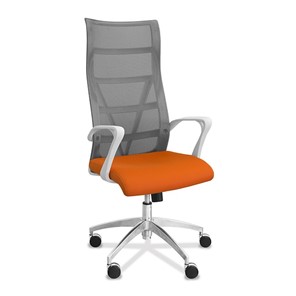 Офисное кресло Топ X белый каркас, сетка/ткань TW / серая/оранжевая в Краснодаре