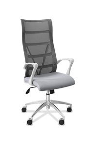 Кресло для руководителя Топ X белый каркас, сетка/ткань TW / серая/ серая в Сочи