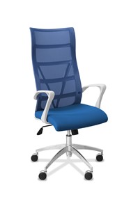 Кресло в офис Топ X белый каркас, сетка/ткань TW / синяя/голубая в Краснодаре