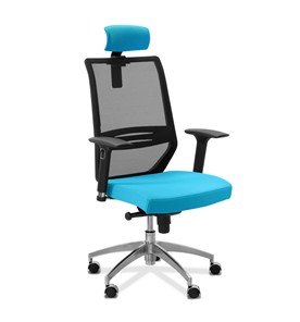 Офисное кресло Aero lux с подголовником, сетка/ткань TW / черная/голубая в Краснодаре
