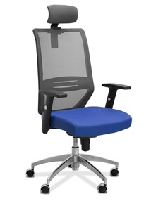 Офисное кресло Aero с подголовником, сетка/ткань TW / черная/ синяя в Краснодаре