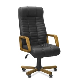 Офисное кресло Атлант W, экокожа премиум / черная CN1114/ дерево - орех в Армавире