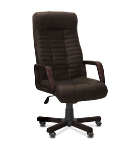 Кресло офисное Атлант W, экокожа премиум / тёмно-коричневая CN1113/ дерево - венге в Сочи