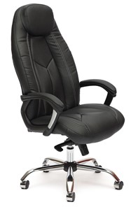 Кресло компьютерное BOSS Lux, кож/зам, черный/черный перфорированный, арт.9160 в Краснодаре