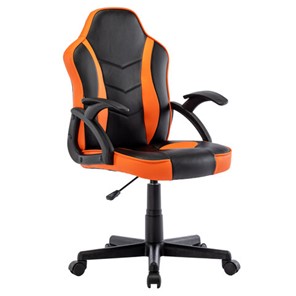 Кресло офисное BRABIX "Shark GM-203", экокожа, черное/оранжевое, 532513 в Краснодаре