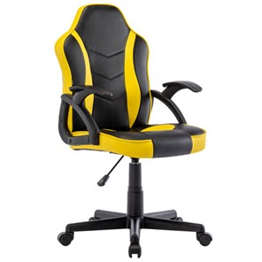 Офисное кресло BRABIX "Shark GM-203", экокожа, черное/желтое, 532514 в Сочи