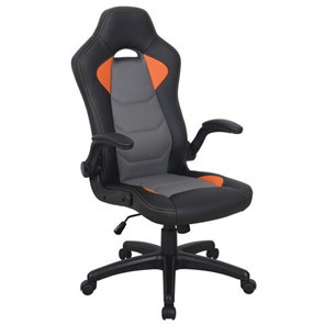 Кресло офисное BRABIX "Skill GM-005", откидные подлокотники, экокожа, черное/оранжевое, 532495 в Сочи
