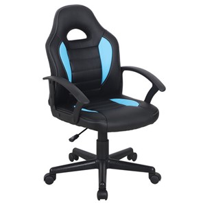 Кресло офисное BRABIX "Spark GM-201", экокожа, черное/голубое, 532505 в Краснодаре