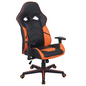 Кресло офисное BRABIX "Storm GM-006", регулируемые подлокотники, экокожа, черное/оранжевое, 532502 в Сочи
