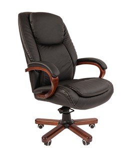 Офисное кресло CHAIRMAN 408 кожа черная в Краснодаре