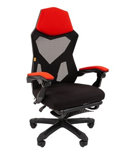 Офисное кресло CHAIRMAN 571 с подставкой для ног , сетчатый акрил / полиэстер черный/красный в Краснодаре