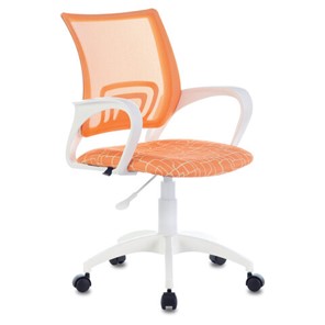 Офисное кресло Brabix Fly MG-396W (с подлокотниками, пластик белый, сетка, оранжевое с рисунком "Giraffe") 532402 в Краснодаре