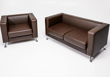 Комплект мебели Альбиони коричневый кожзам  диван 2Д + кресло в Сочи