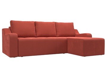 Угловой диван для гостиной Элида, Коралловый (микровельвет) в Краснодаре