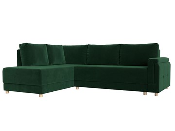 Угловой раскладной диван Лига-024, Зеленый (Велюр) в Армавире