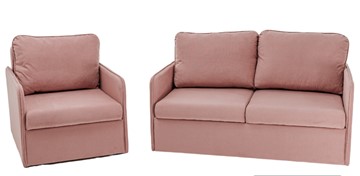 Мебельный комплект Brendoss Амира розовый диван + кресло в Сочи