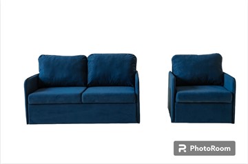 Мебельный набор Brendoss Амира синий диван + кресло в Сочи