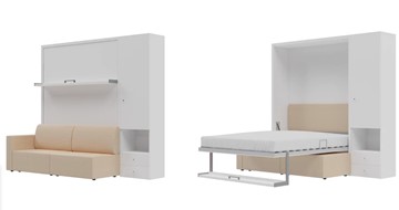 Шкаф-кровать трансформер Кровать-трансформер Smart (КД 1400+ШП), шкаф правый, левый подлокотник в Сочи