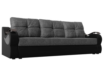 Прямой диван Меркурий еврокнижка, Серый/черный (рогожка/экокожа) в Краснодаре