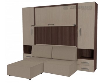 Кровать подъемная Кровать-трансформер Smart (ШЛ+КД 1600+ШП+Пуф), 2 шкафа, без подлокотников в Краснодаре