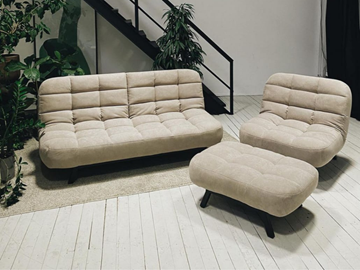 Комплект мебели Абри цвет бежевый диван + кресло +пуф пора металл в Сочи