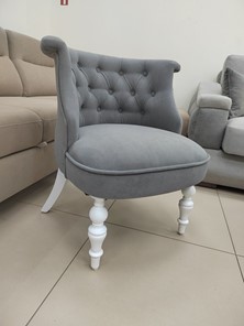Кресло Бархат (серый бархат/белая эмаль), 000042564 в Краснодаре